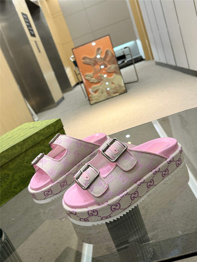 Gvc*1 platform strap sandals in pink oblique canvas