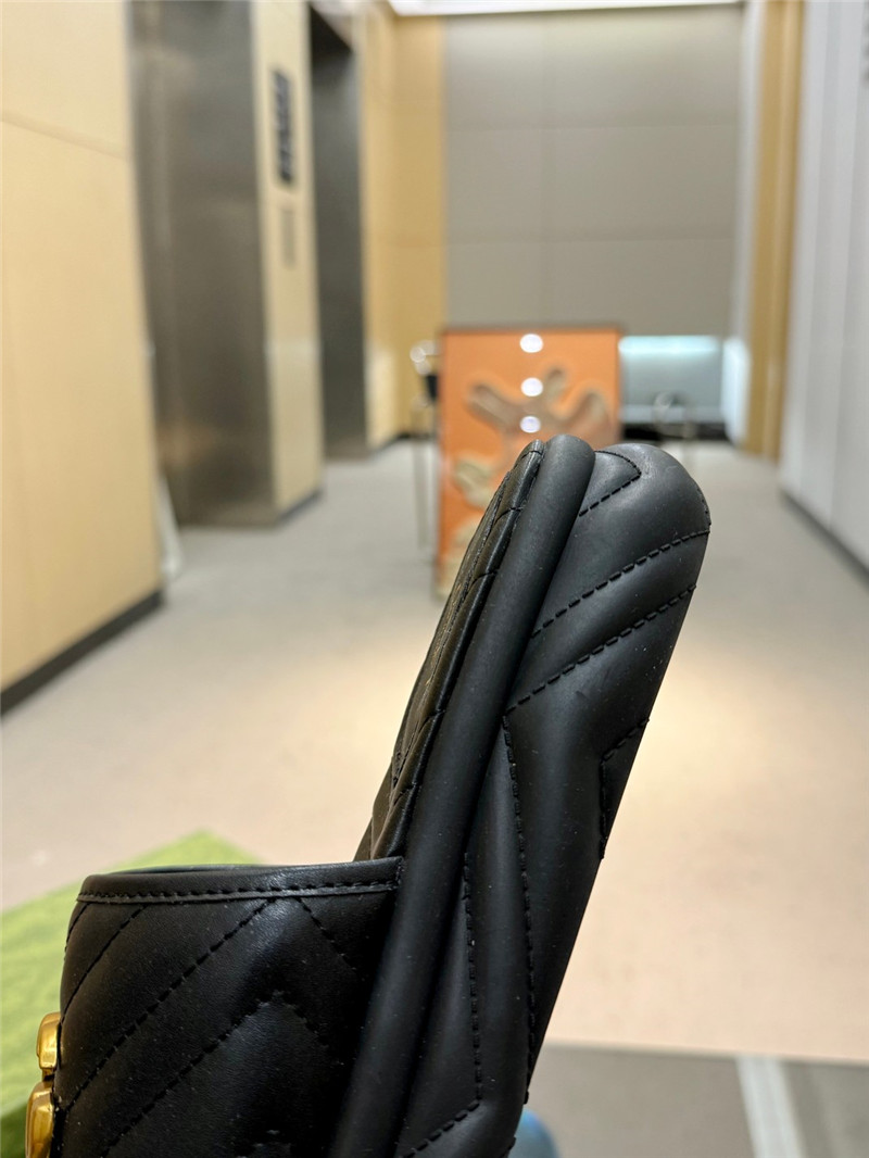 Gvc*1 gg marmont black quilted leather slide sandals
