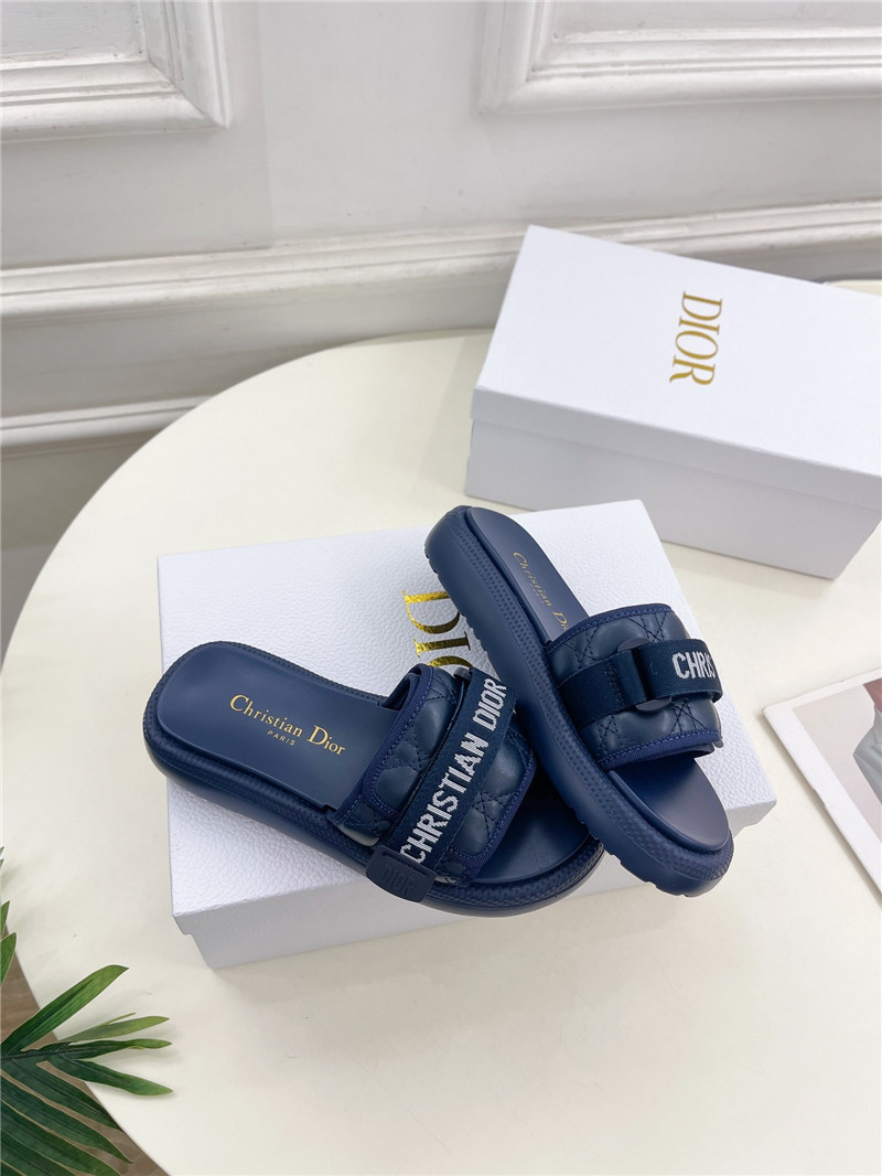 Dio(r)evolution Slide Glitter Tech Navy Quilted Leather