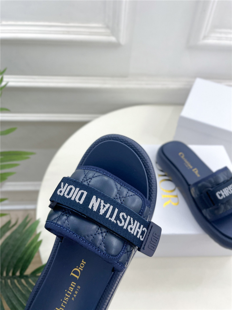 Dio(r)evolution Slide Glitter Tech Navy Quilted Leather