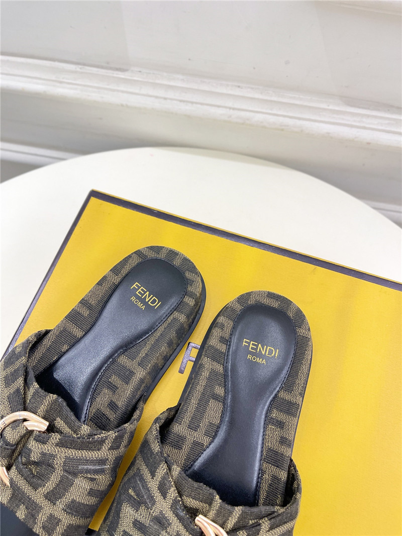 F**di feel brown and black ff jacquard slides