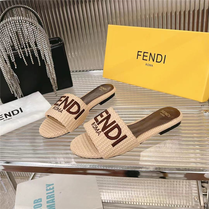 F**di sunshine natural raffia flat sandals