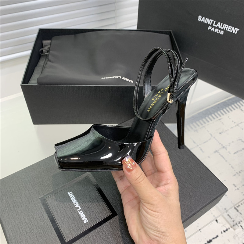 Sa1nt Lau*nt la scandale sandals in black patent leather