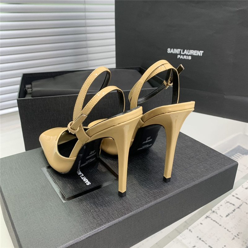 Sa1nt Lau*nt la scandale sandals in beige patent leather