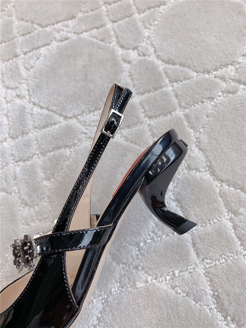 roger u1u1er virgule flower black patent slingback pumps