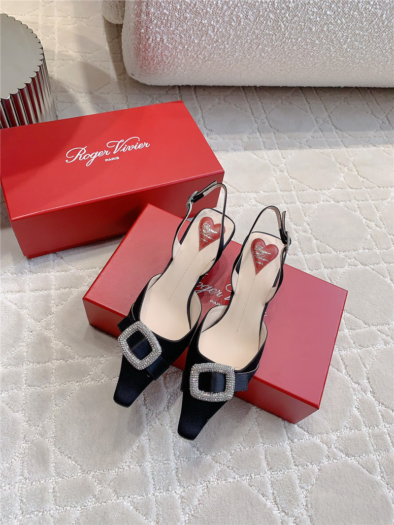 roger u1u1er viv’ canard black satin slingback pumps
