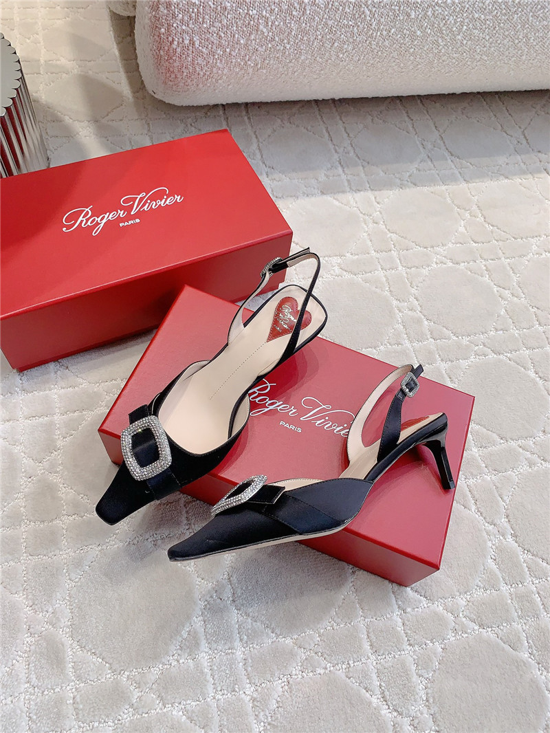 roger u1u1er viv’ canard black satin slingback pumps