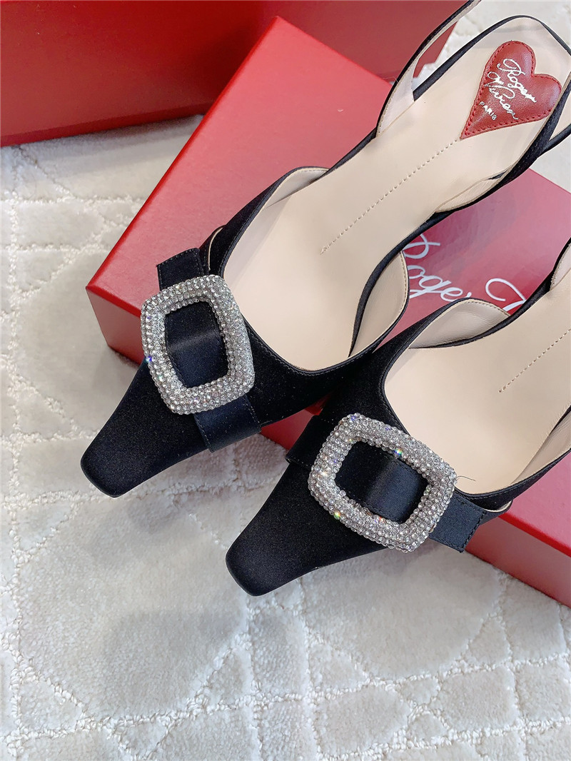 roger u1u1er viv’ canard black satin slingback pumps