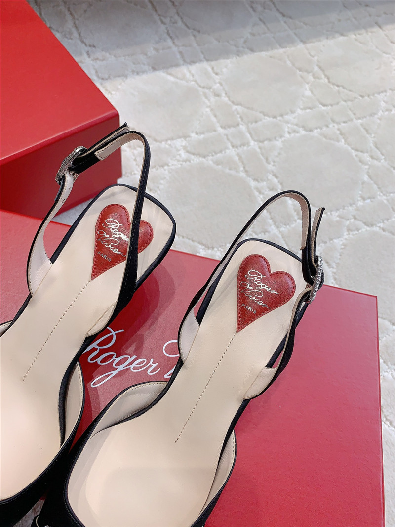 roger u1u1er viv’ canard black satin slingback pumps