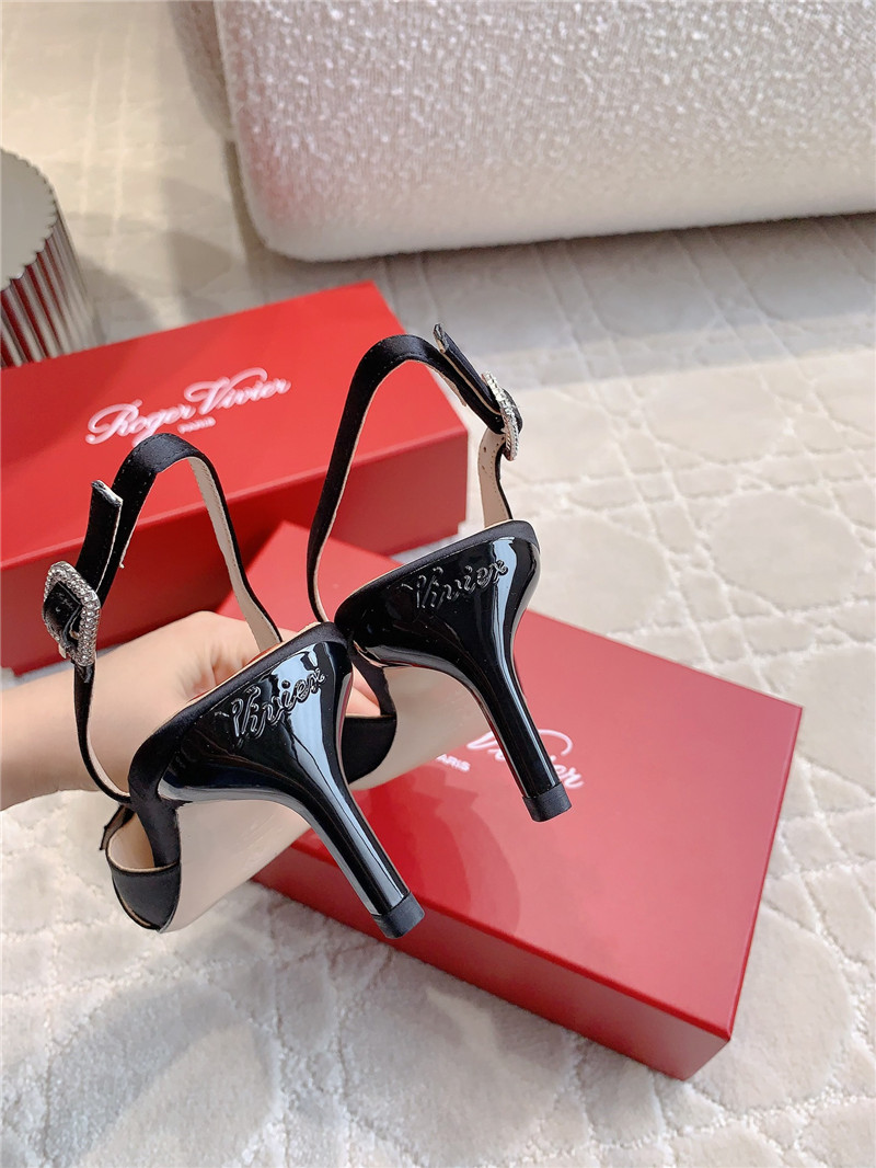 roger u1u1er viv’ canard black satin slingback pumps