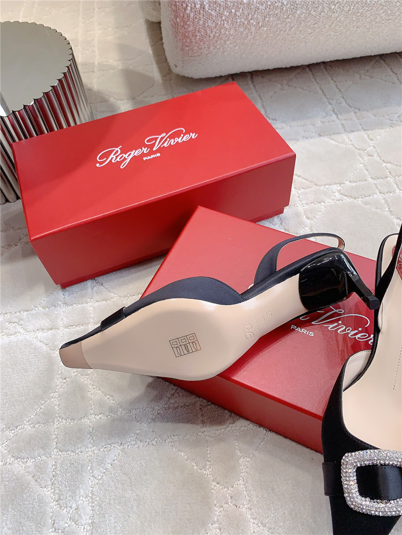roger u1u1er viv’ canard black satin slingback pumps
