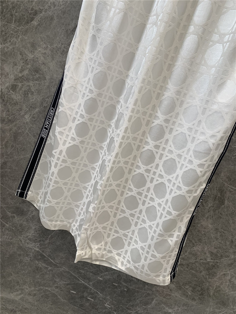 D10r oblique white jacquard velvet wide-leg pants