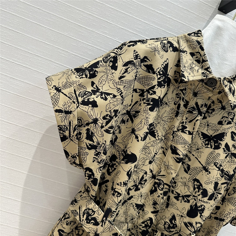 D10r black butterfly print khaki dress replica designer clothes