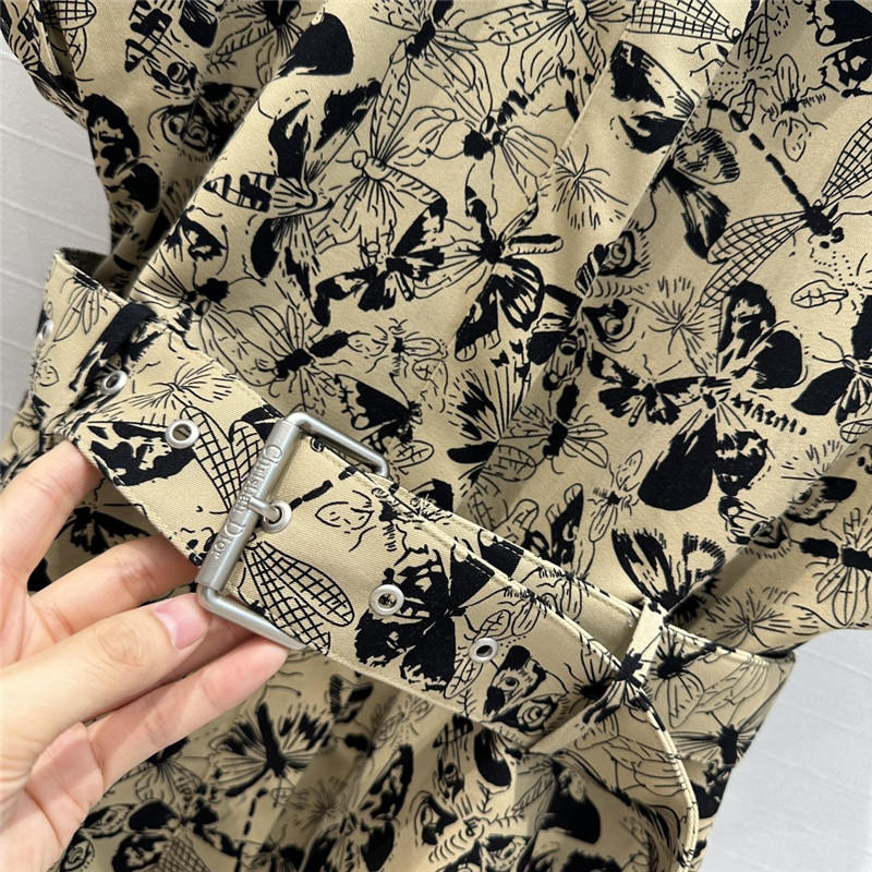 D10r black butterfly print khaki dress replica designer clothes