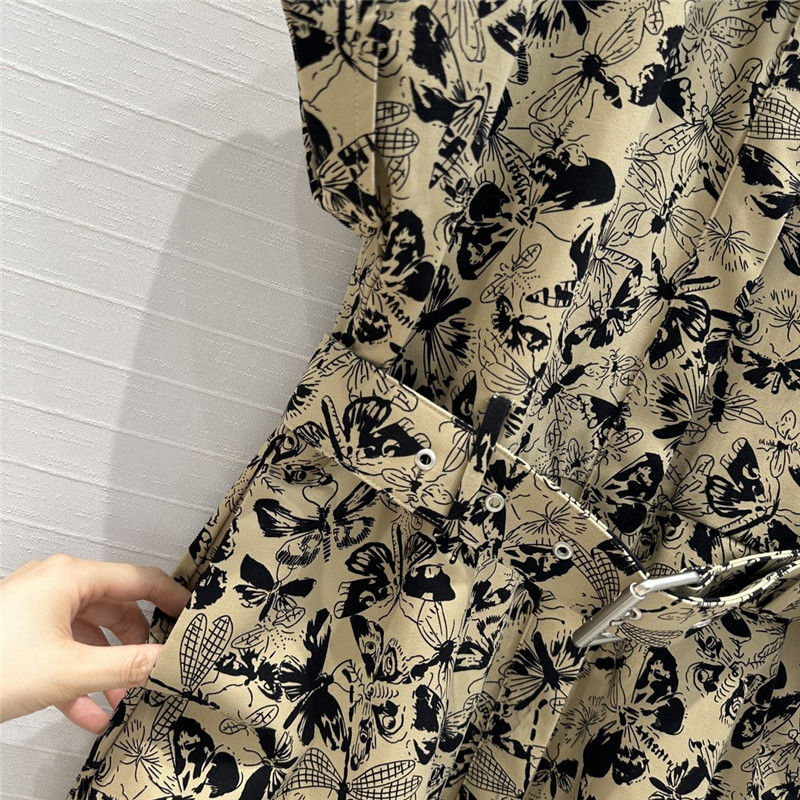 D10r black butterfly print khaki dress replica designer clothes