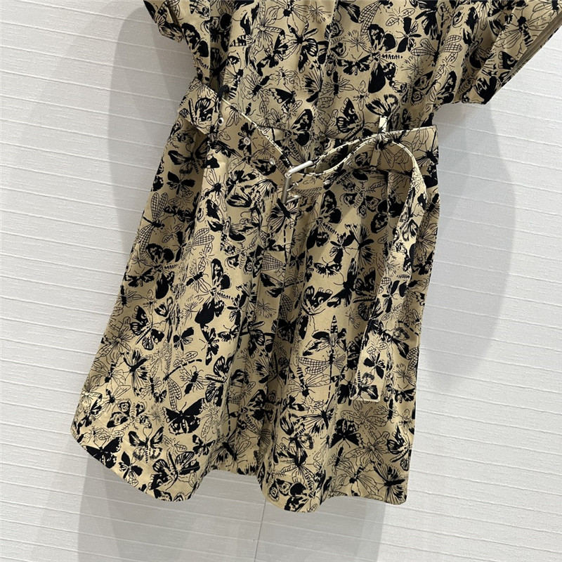 D10r black butterfly print khaki dress replica designer clothes