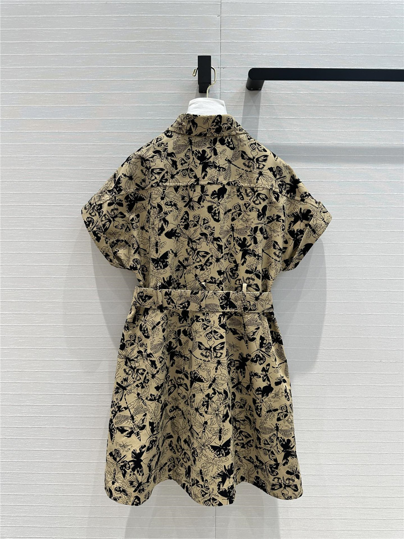 D10r black butterfly print khaki dress replica designer clothes