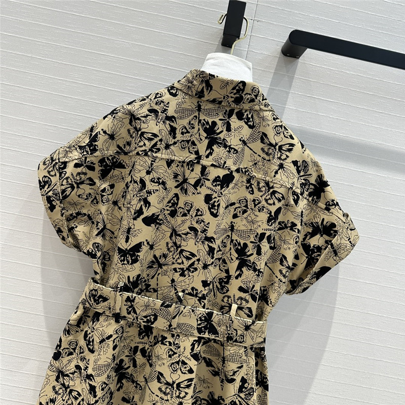 D10r black butterfly print khaki dress replica designer clothes