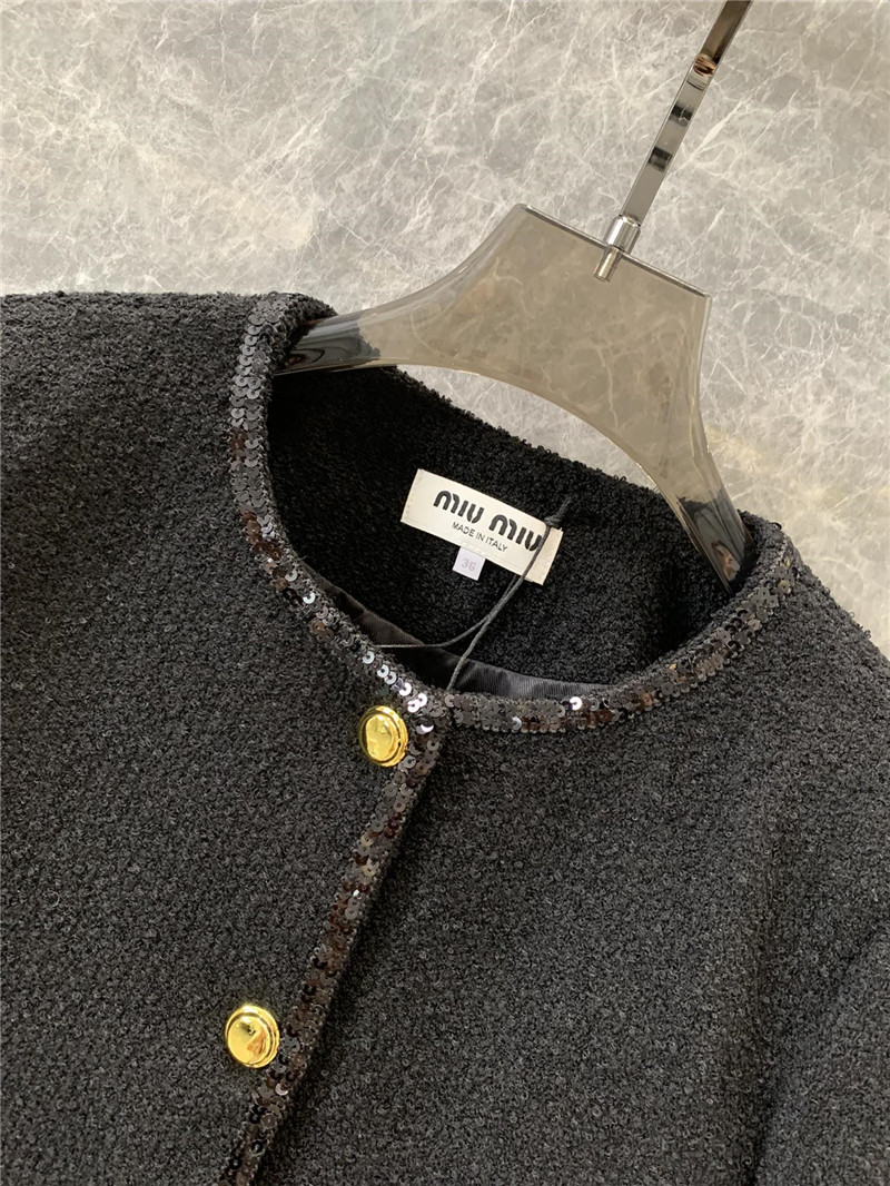 M1um1u single breasted tweed coat replica designer clothes