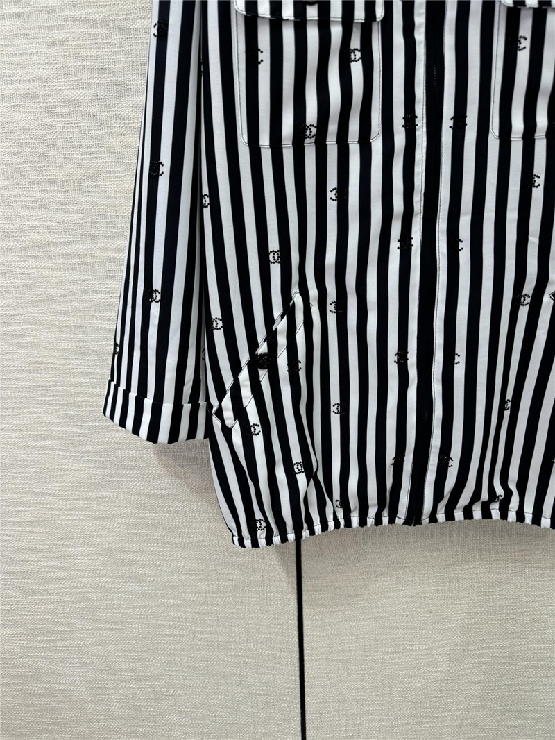Ch**el vertical striped lapel hooded jacket replica d&g clothing
