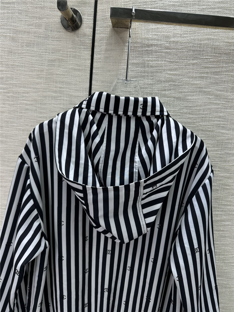 Ch**el vertical striped lapel hooded jacket replica d&g clothing