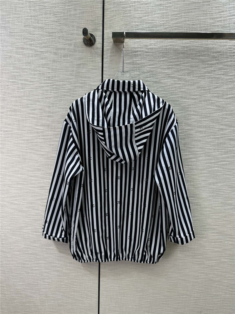 Ch**el vertical striped lapel hooded jacket replica d&g clothing
