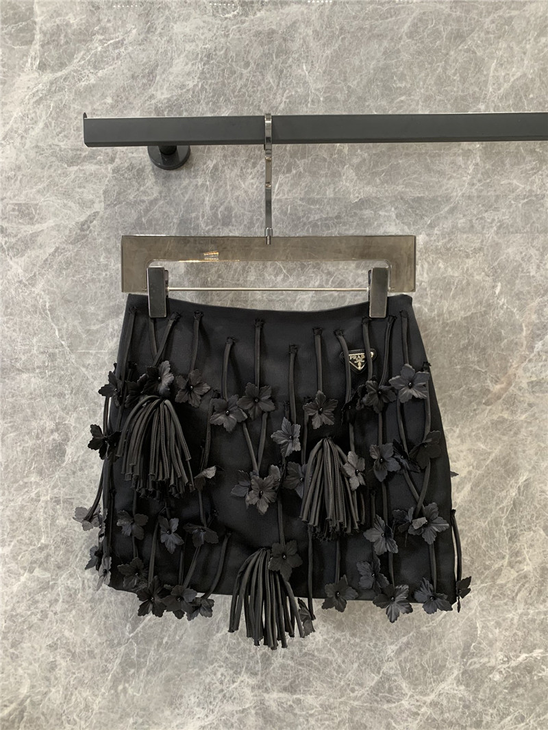 Pra*a beaded bow flower a-line skirt replica d&g clothing
