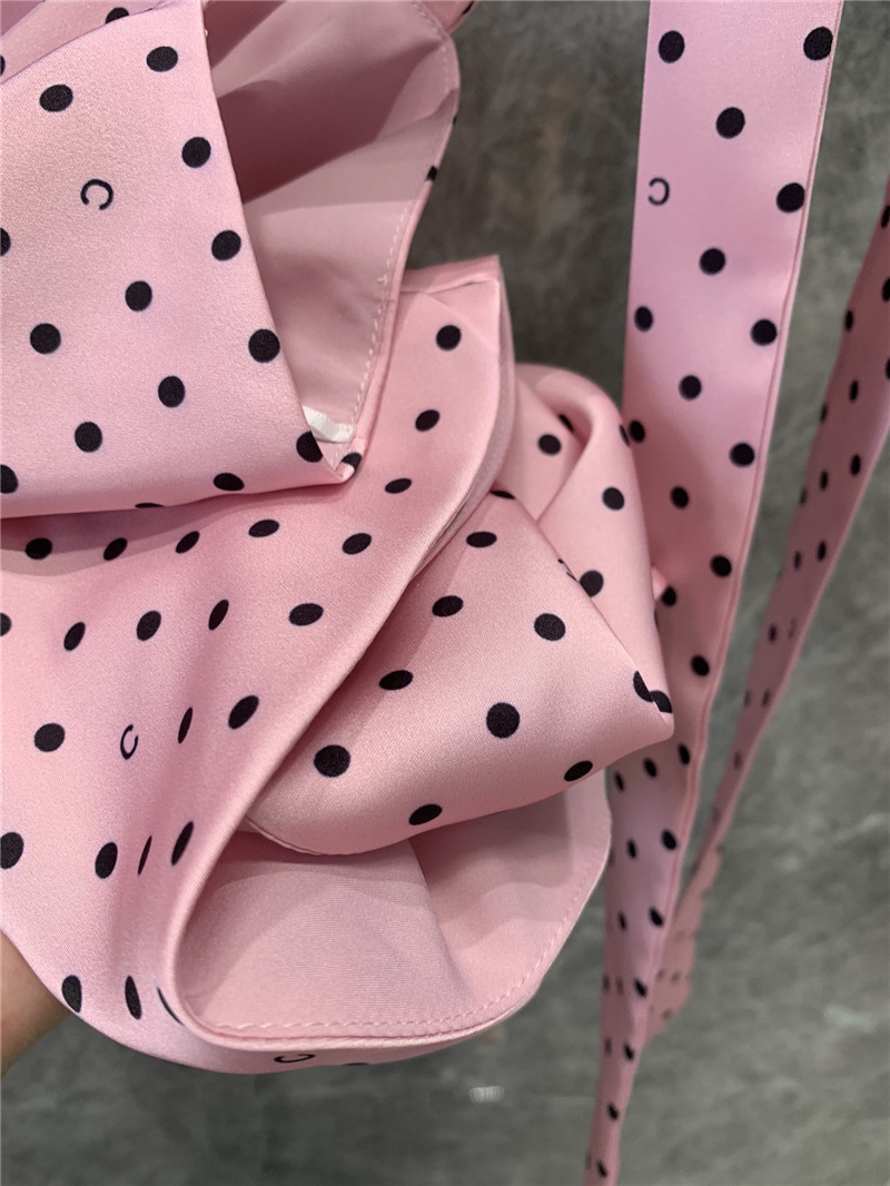 Ch**el pink polka dot off-shoulder strappy vest top replicas clothes