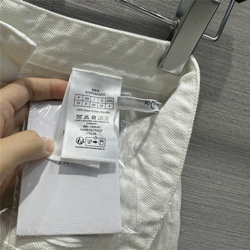 D10r double pocket straight white denim shorts replica clothes