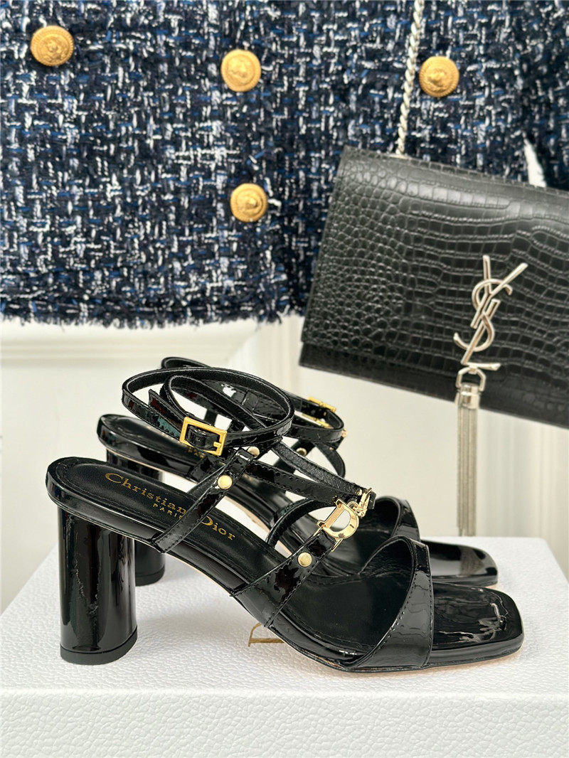 c’est D10r black calfskin heeled sandals 10cm gold-tone