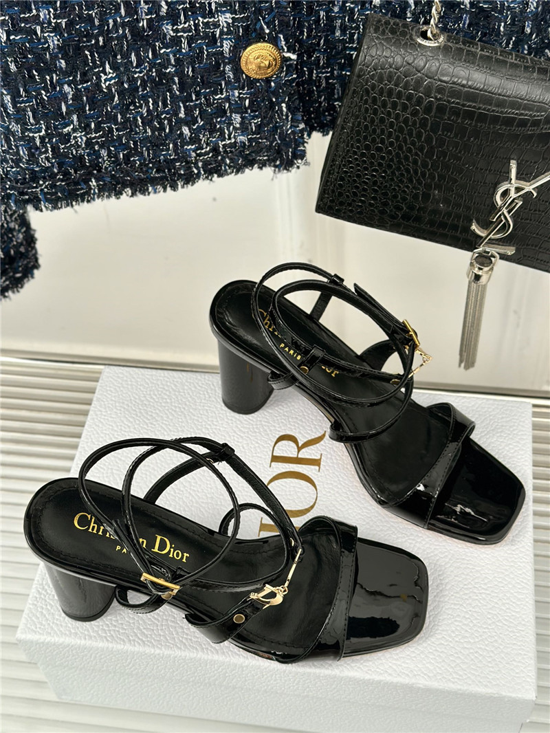 c’est D10r black calfskin heeled sandals 10cm gold-tone