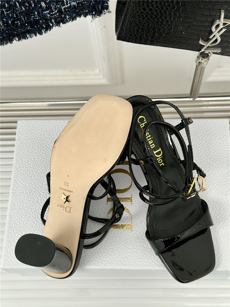 c’est D10r black calfskin heeled sandals 10cm gold-tone