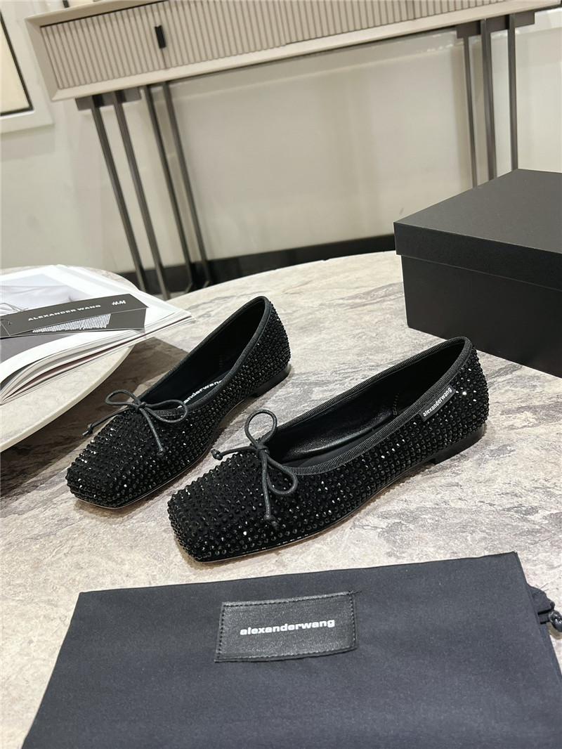 A1exa*der wang billie faux crystal satin flats black
