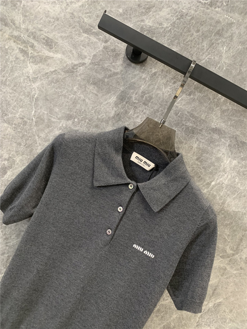 M1um1u knitted polo short-sleeved shirt replica designer clothes