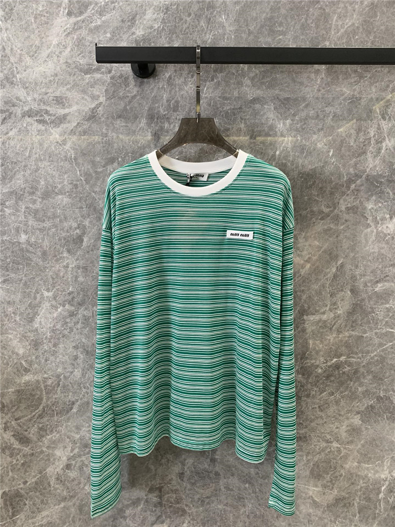 M1um1u micro logo striped round neck long sleeve replicas clothes