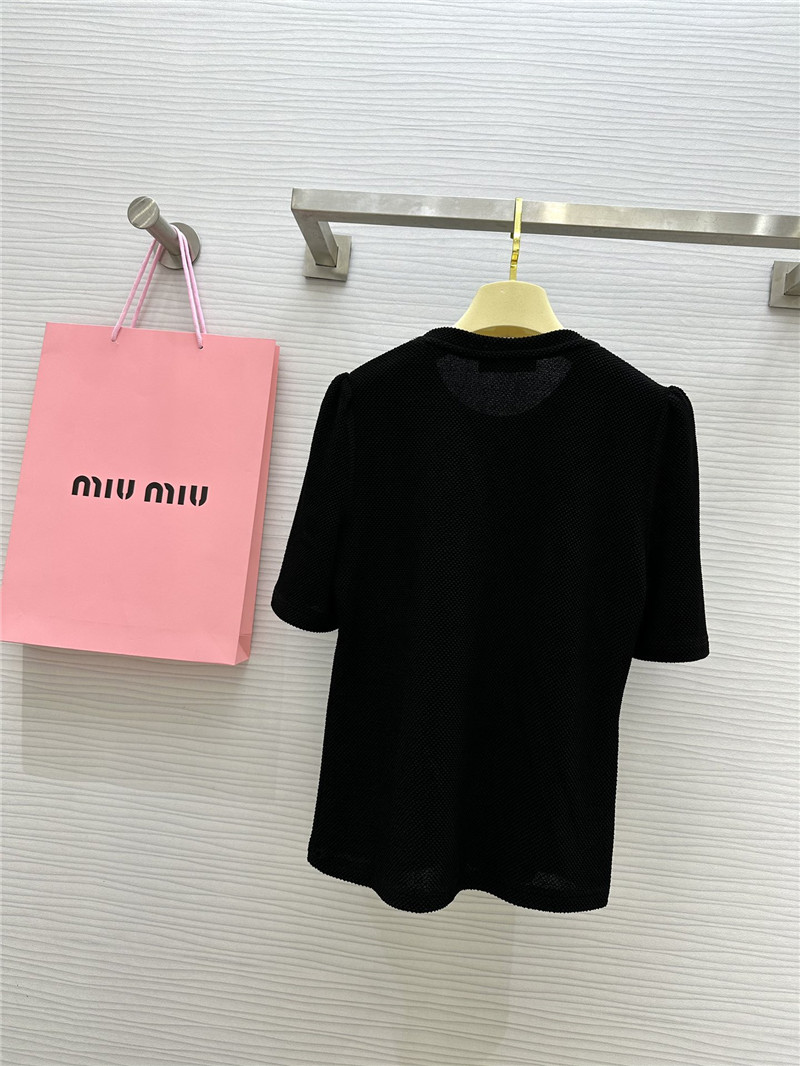 M1um1u acetate heavy beaded crew neck top