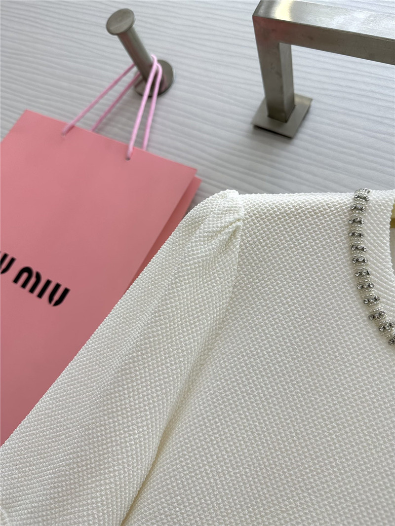 M1um1u acetate heavy beaded crew neck top