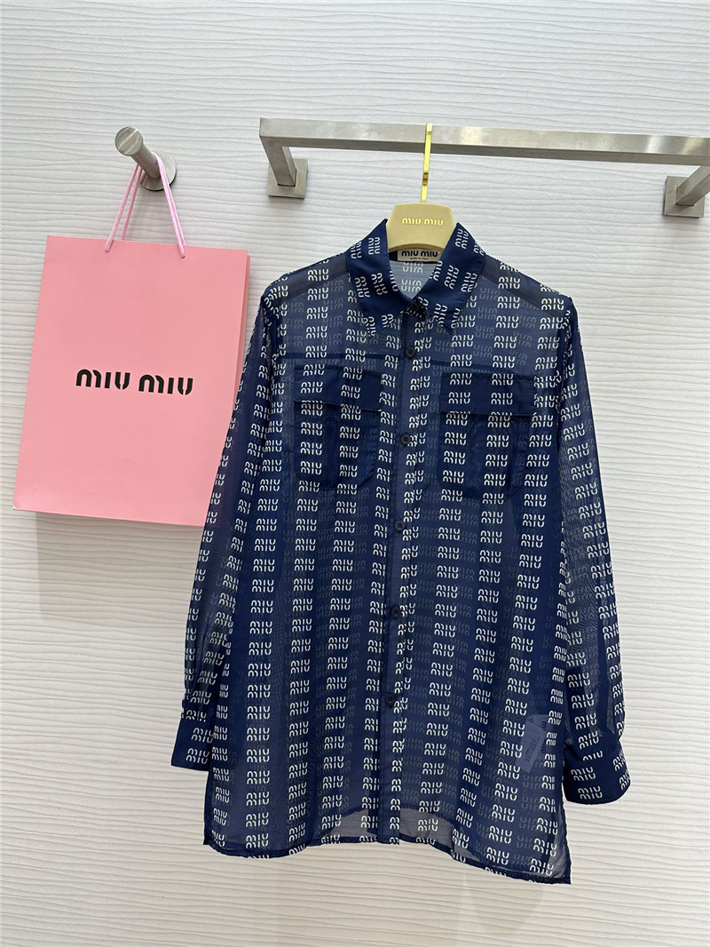 M1um1u logo lettering print sun protection shirt replica clothing