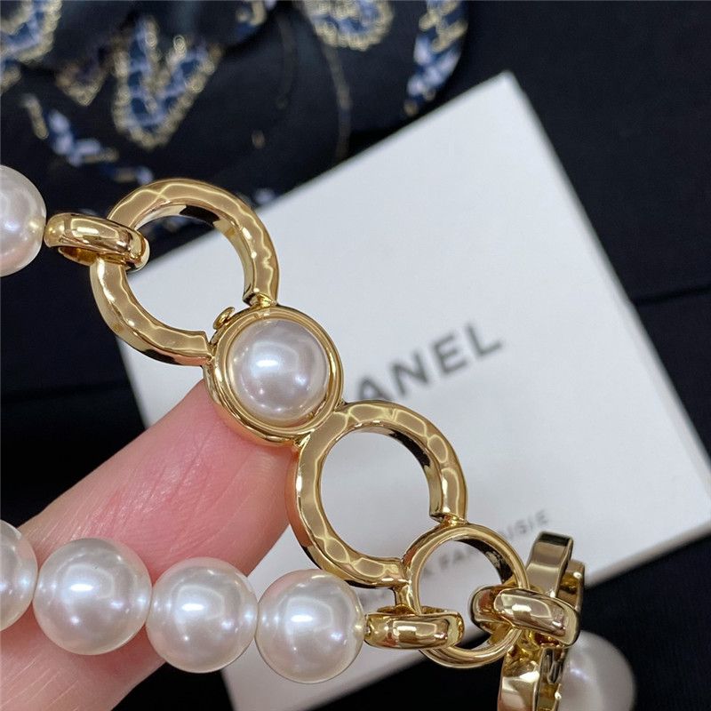 Ch**el double c water drop pearl necklace