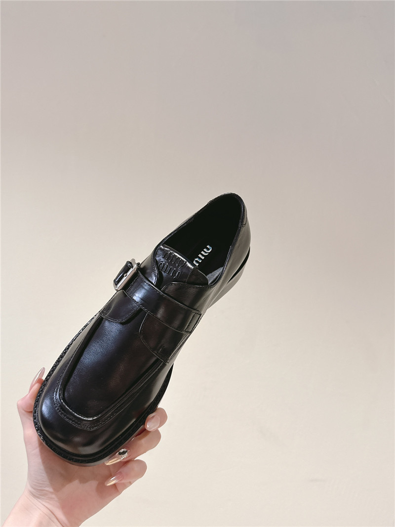Miu Miu Black Leather Shoes with Buckle