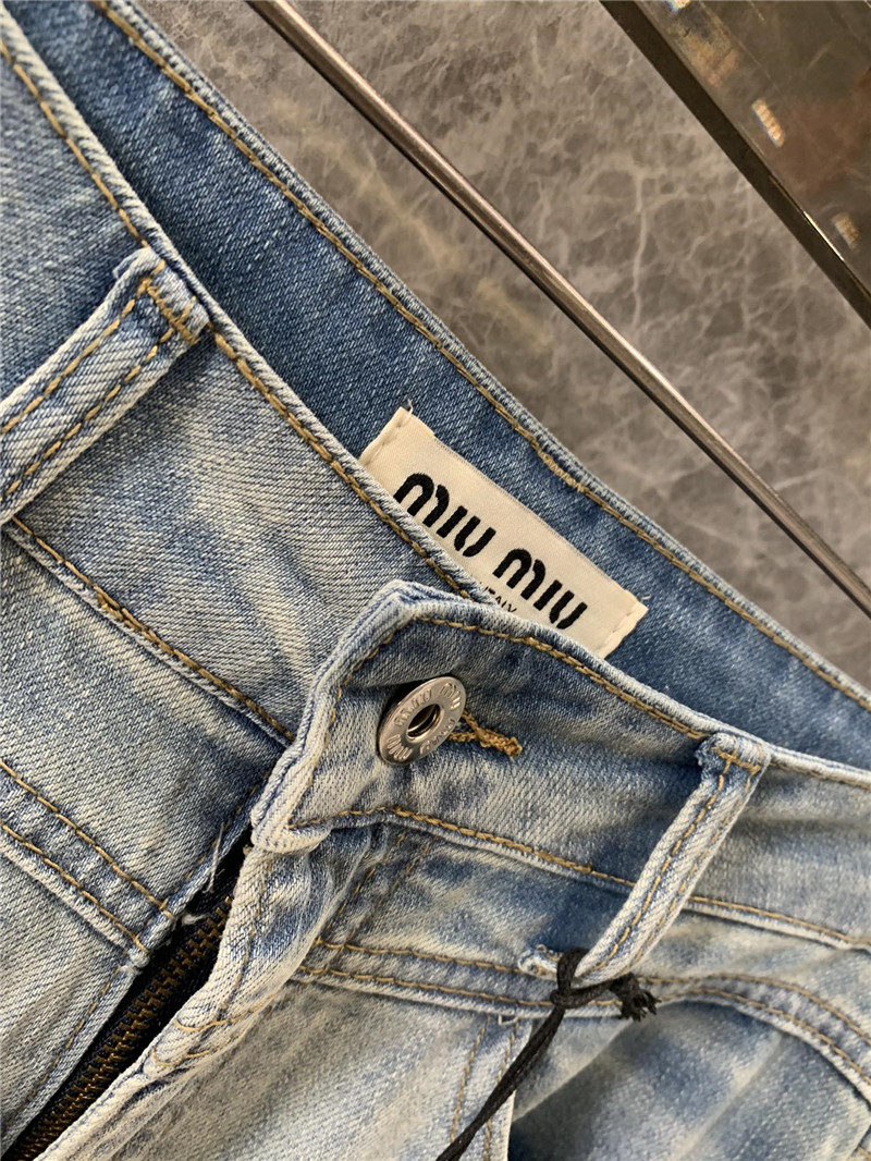 M1um1u red letter heart print flared denim replica clothes