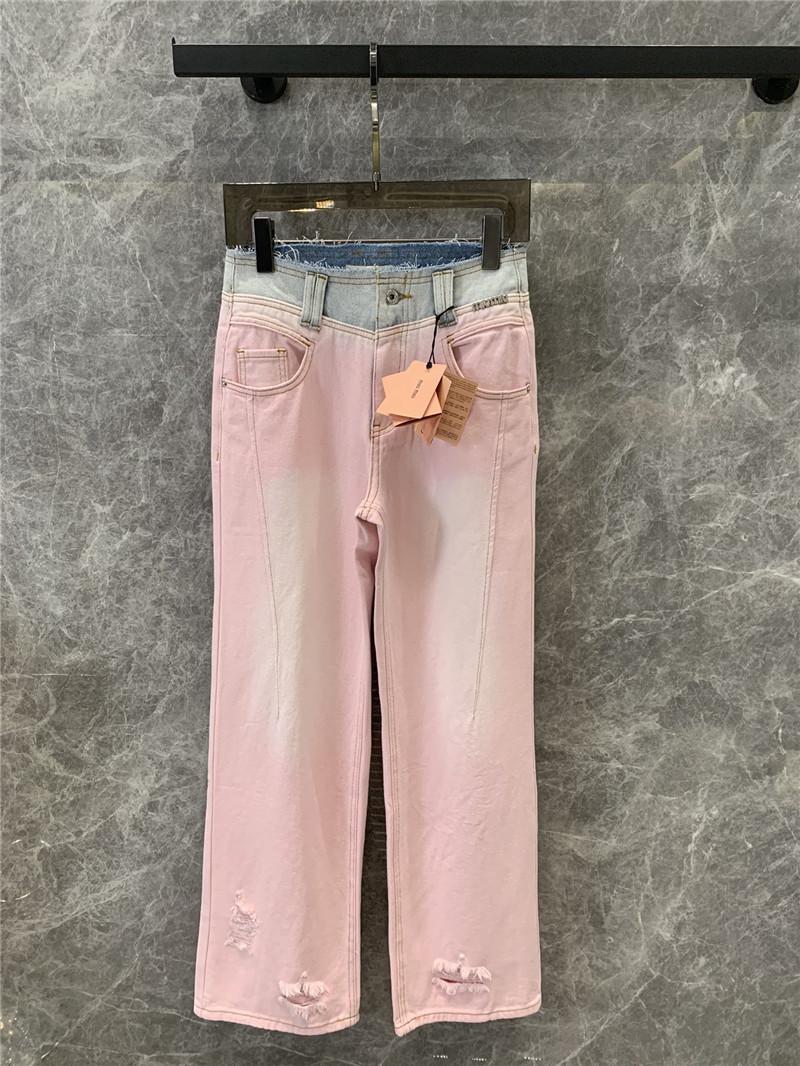 M1um1u classic patchwork denim trousers replica d&g clothing