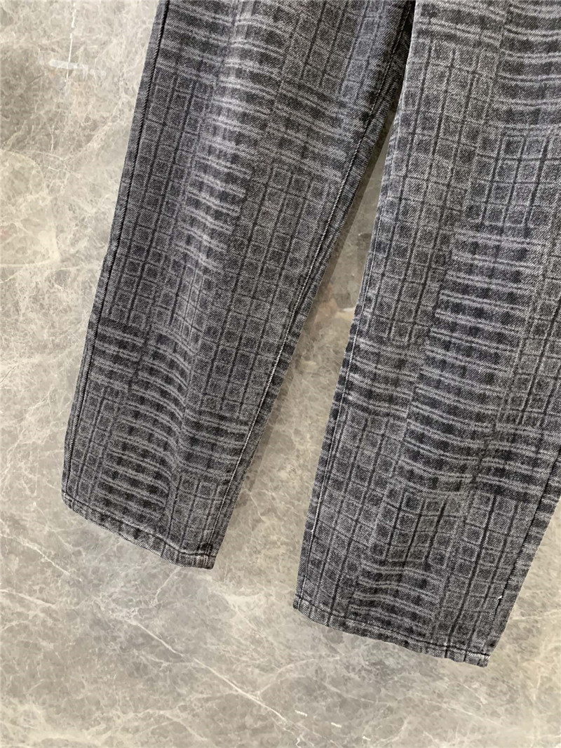 Ch**el black and grey check denim trousers replica clothing