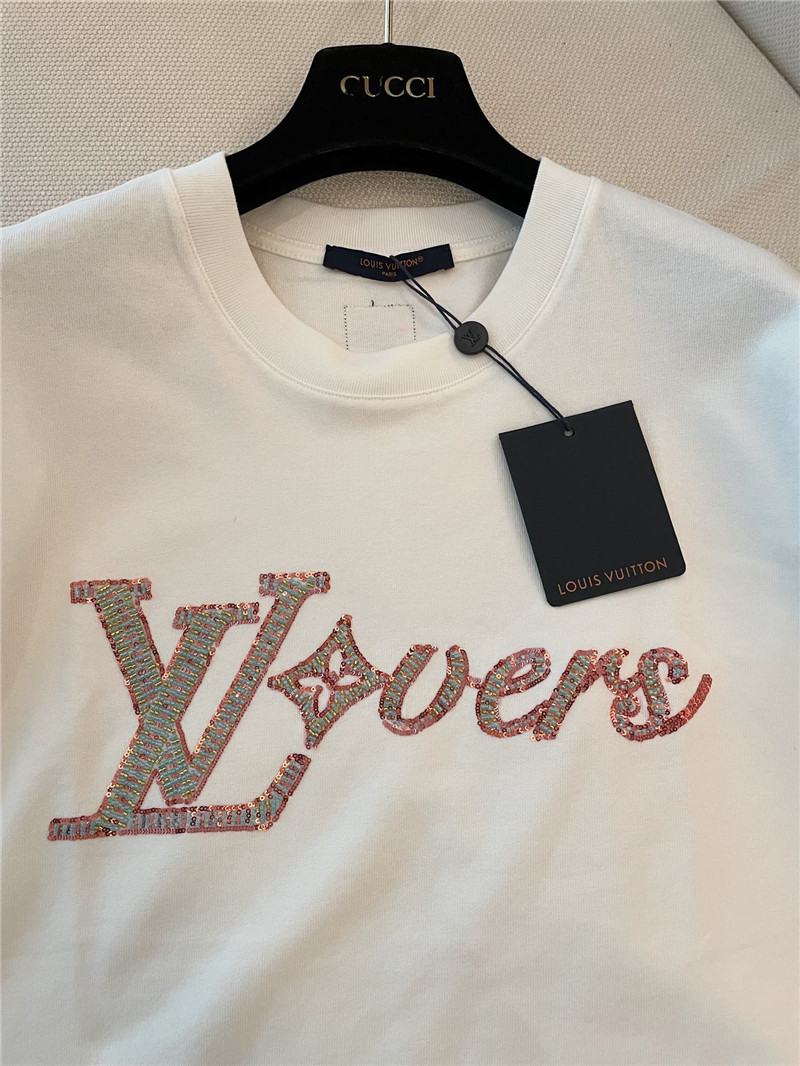 l0vis Vvtt0n lv sequins beaded t-shirt replica d&g clothing