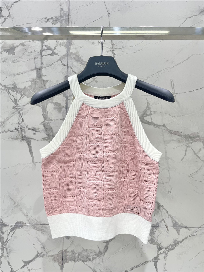 Balmain knitted jacquard hollow sleeveless vest replica clothes