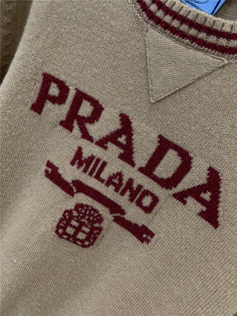 Pra*a knitted round neck pullover sweater replicas clothes