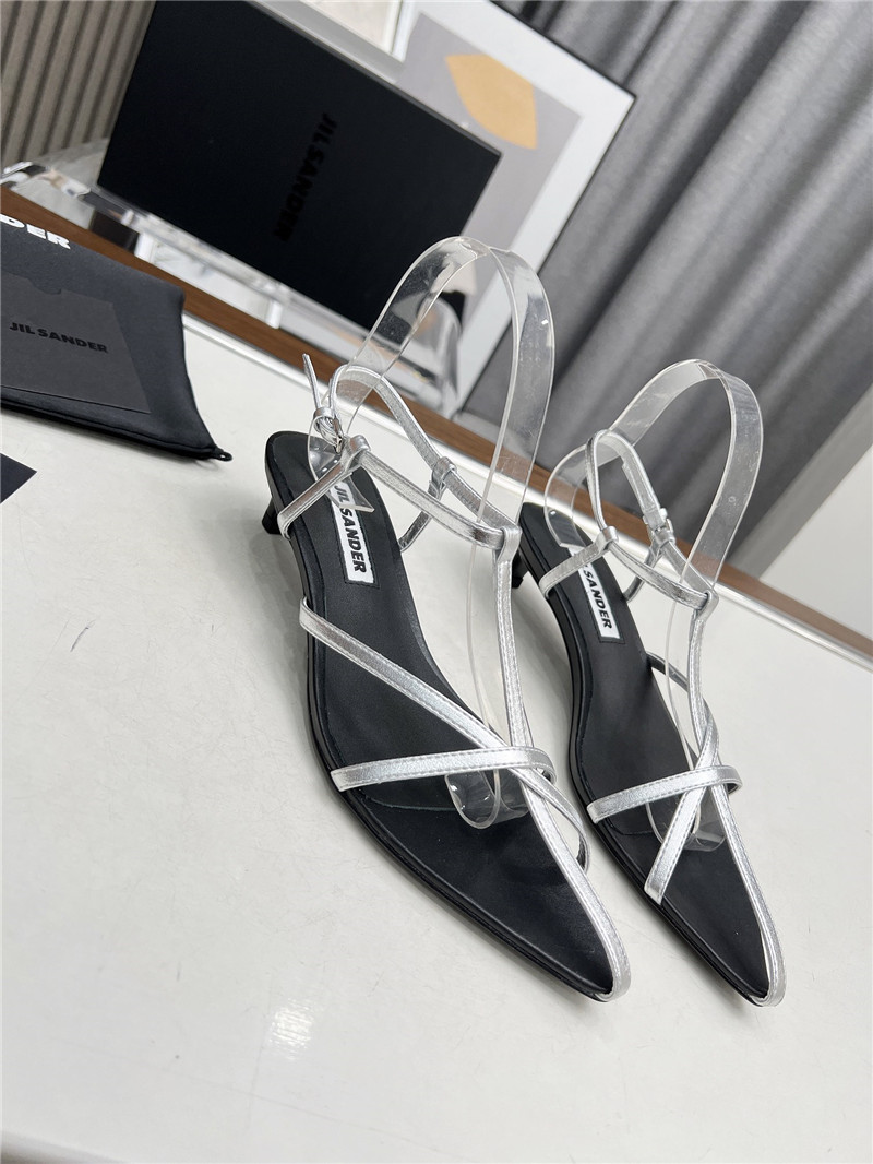 Jil Sander Ivory Calfskin Pointed Flat Sandals