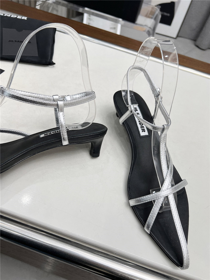 Jil Sander Ivory Calfskin Pointed Flat Sandals