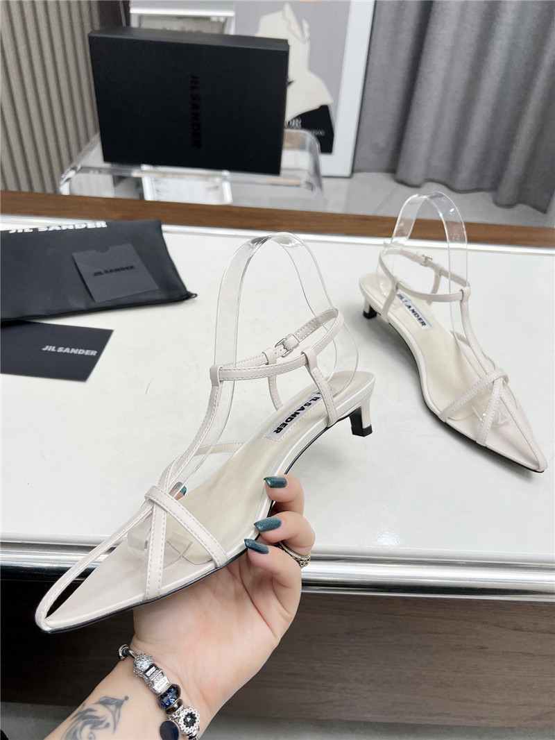 Jil Sander Ivory Calfskin Pointed Flat Sandals