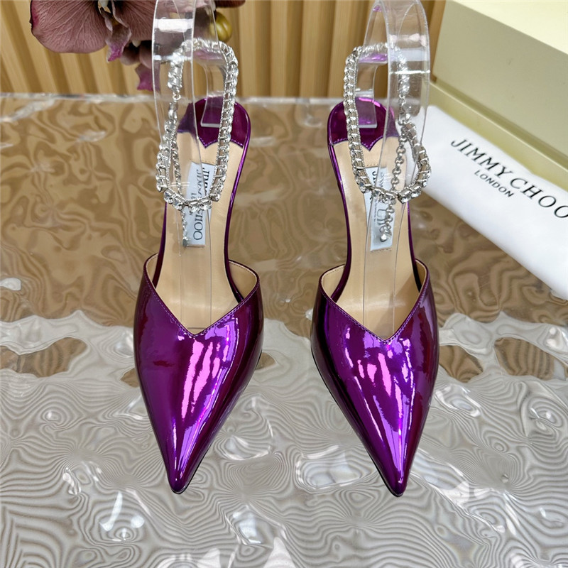 J1m*y Ch00 saeda 100 pumps with crystal in purple leather